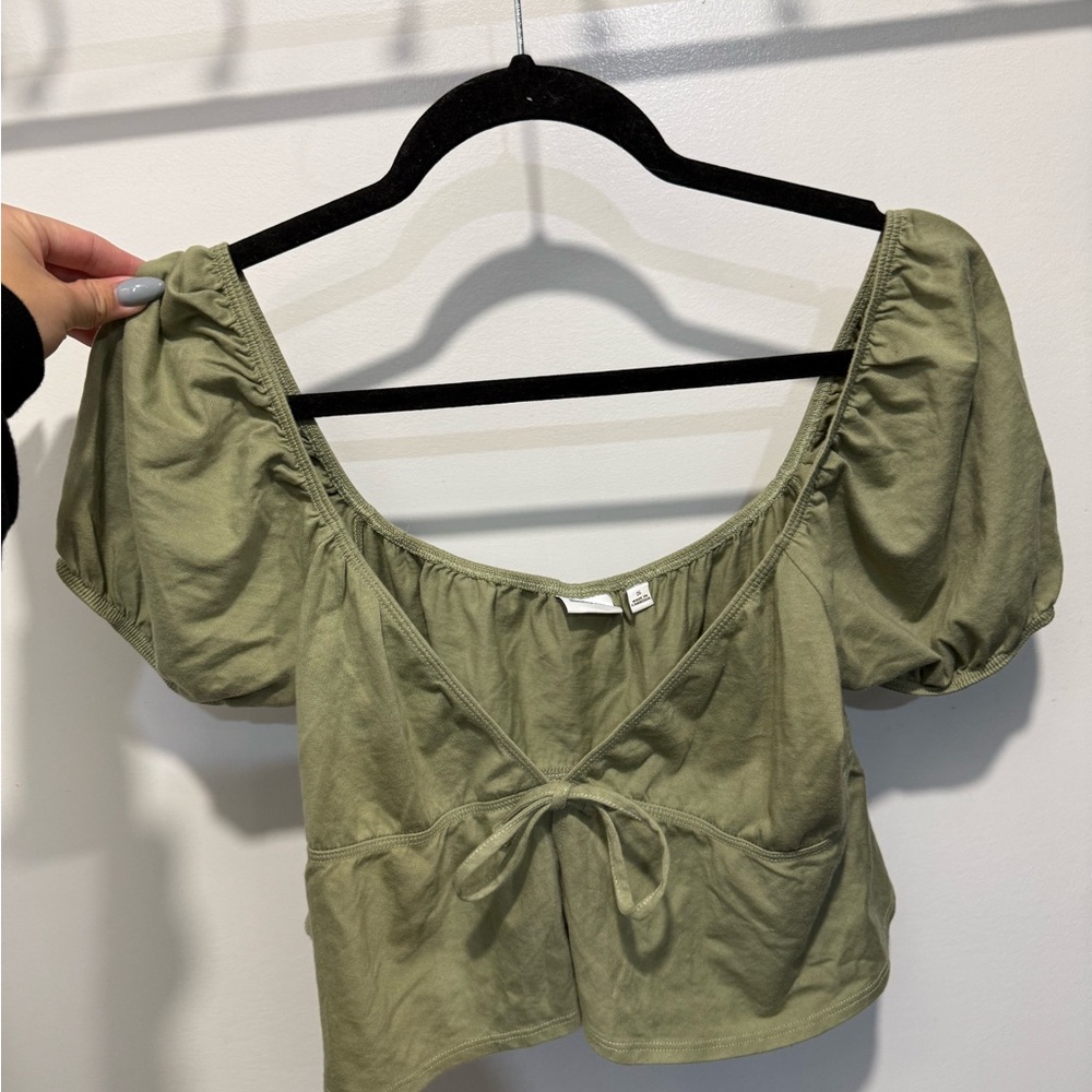 Sunday Best Olive Green Kaia Sleeve Crop Top